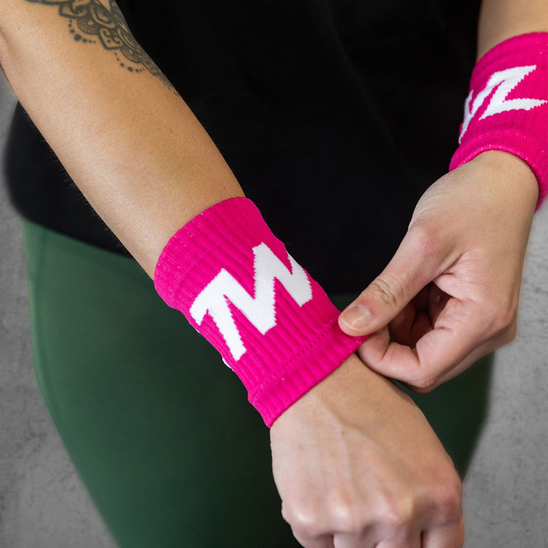 TWL - EVERYDAY KNITTED WRISTBANDS - RASPBERRY PINK/WHITE - 2 PACK
