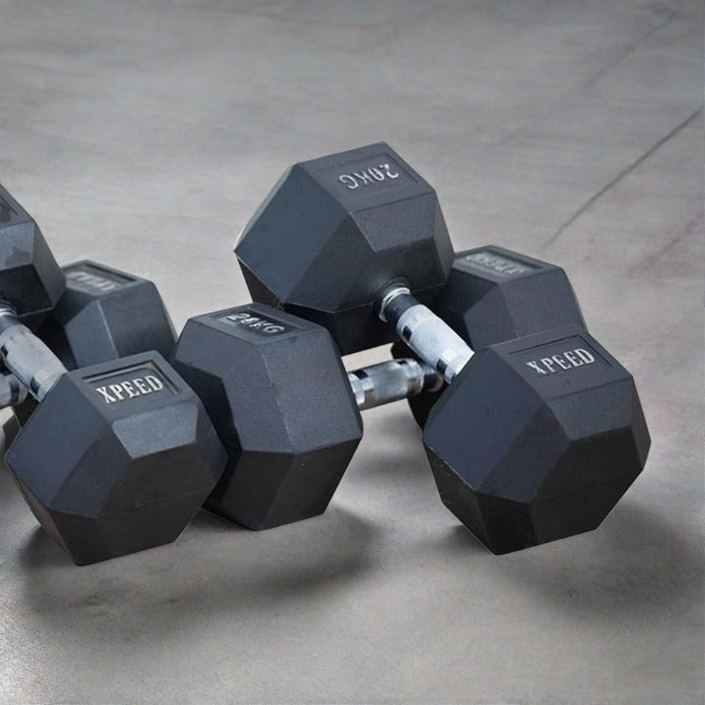 Xpeed - Rubber Hex Dumbbell - SINGLE