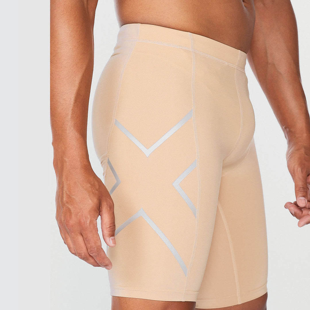 2XU - Men's Core Compression Shorts - Beige/Silver