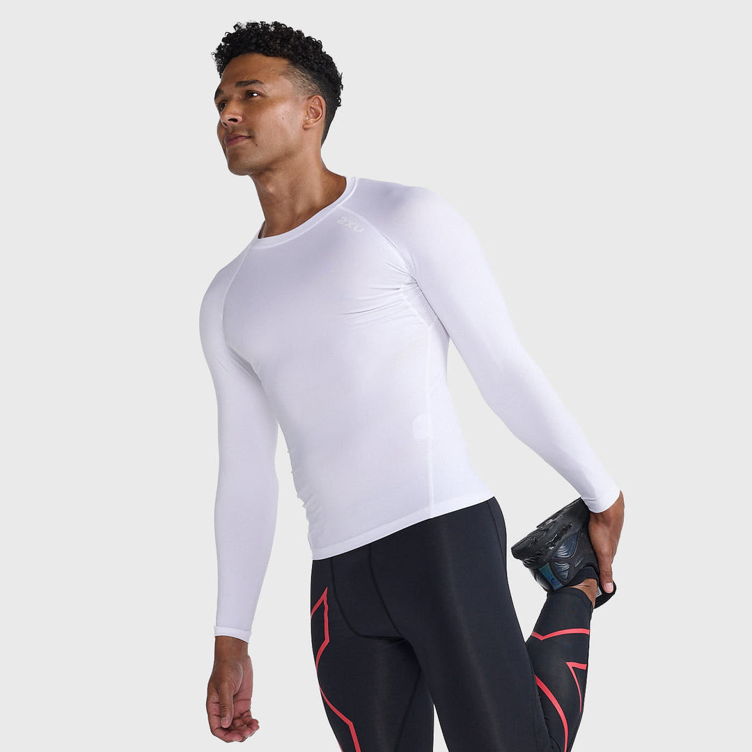 2XU - Men's Core Compression Game Day Long Sleeve - White/White