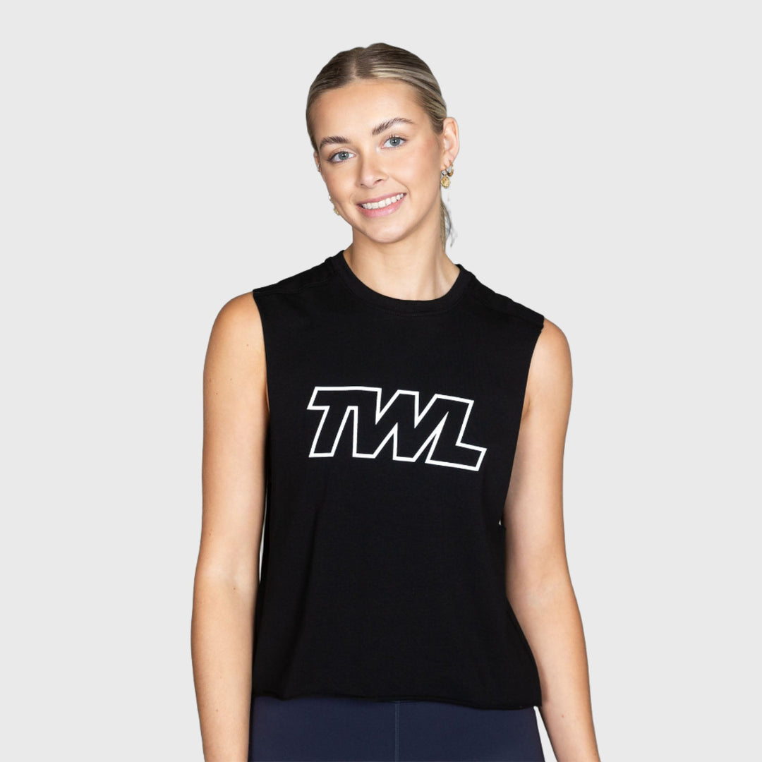 TWL - WOMEN'S SLASH CROP 2.0 - ATHLETE 2.0 - BLACK/WHITE