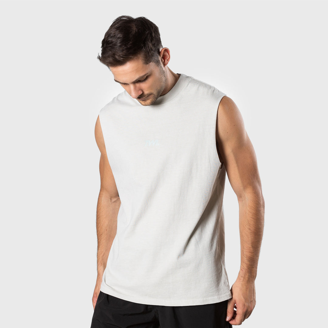 TWL - LIFESTYLE OVERSIZED MUSCLE TANK - WASHED CEMENT