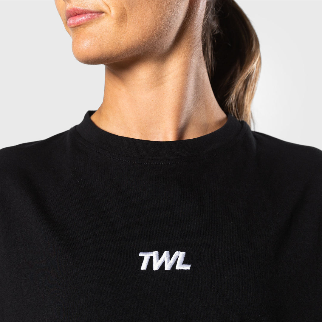 TWL - WOMEN'S OVERSIZED CROPPED T-SHIRT - BLACK/WHITE