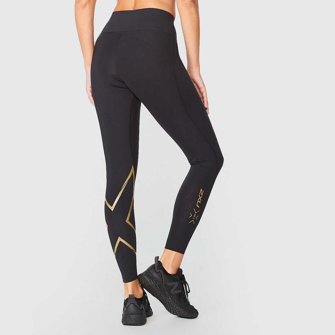 2XU - Force Mid-Rise Compression Tights - Black/Gold