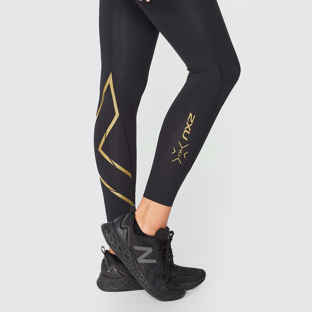 2XU - Force Mid-Rise Compression Tights - Black/Gold
