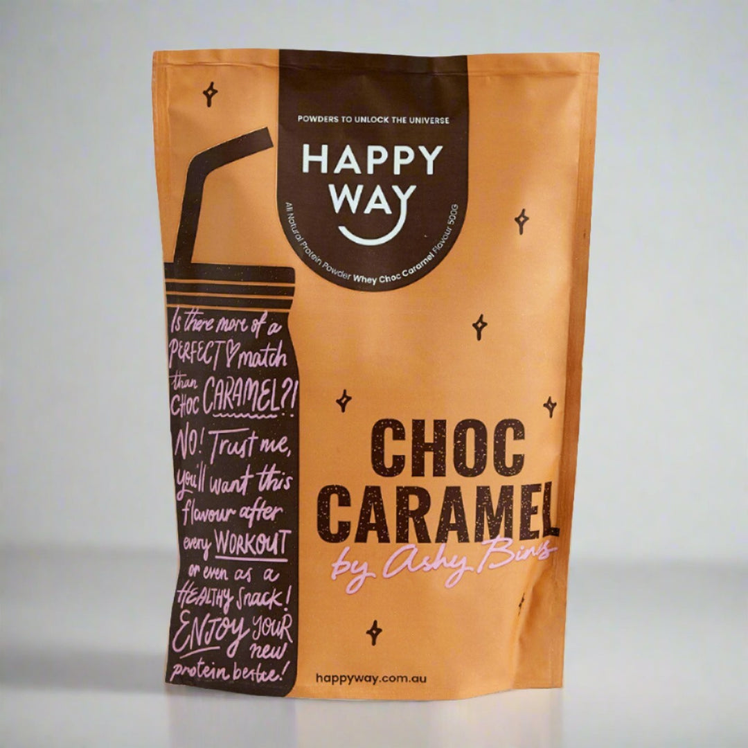 Happy Way - Ashy Bines Choc Caramel Whey Protein Powder 500 g