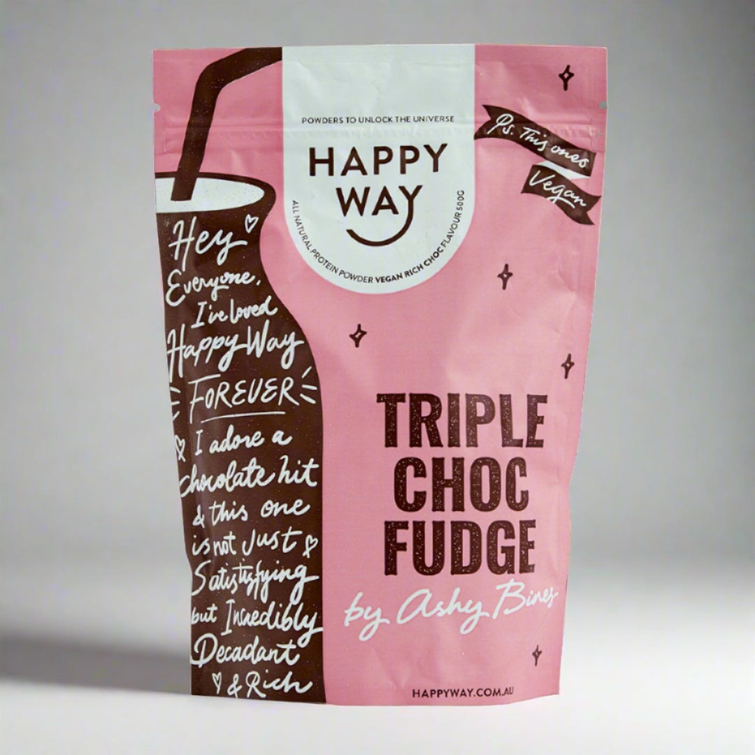 Happy Way - Ashy Bines Triple Choc Fudge Vegan Protein Powder 500 g