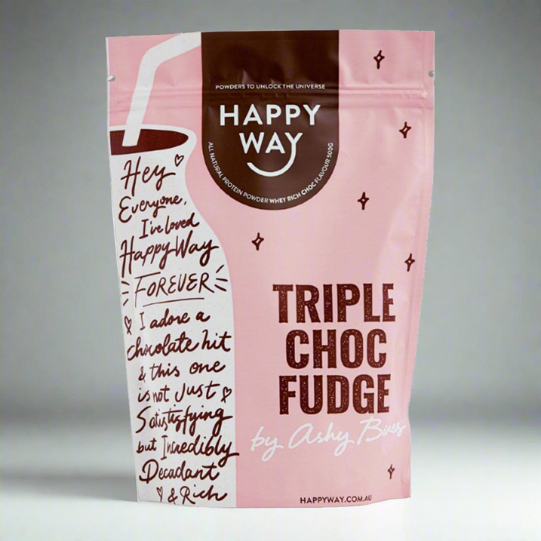 Happy Way - Ashy Bines Triple Choc Fudge Whey Protein Powder 500 g