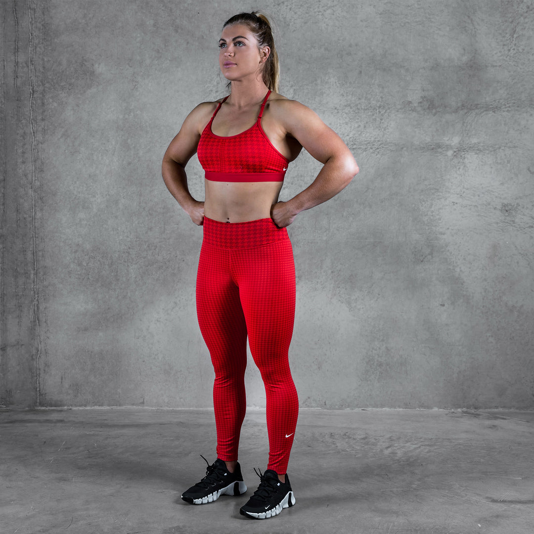 Nike - Dri-FIT One Icon Clash Women's Mid-Rise 7/8 Printed Leggings - CHILE RED/UNIVERSITY RED/WHITE