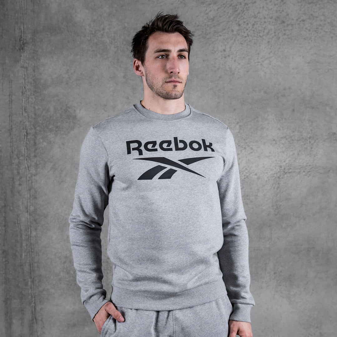 Reebok - Men's Identity Fleece Crew Sweatshirt - MEDIUM GREY HEATHER/BLACK