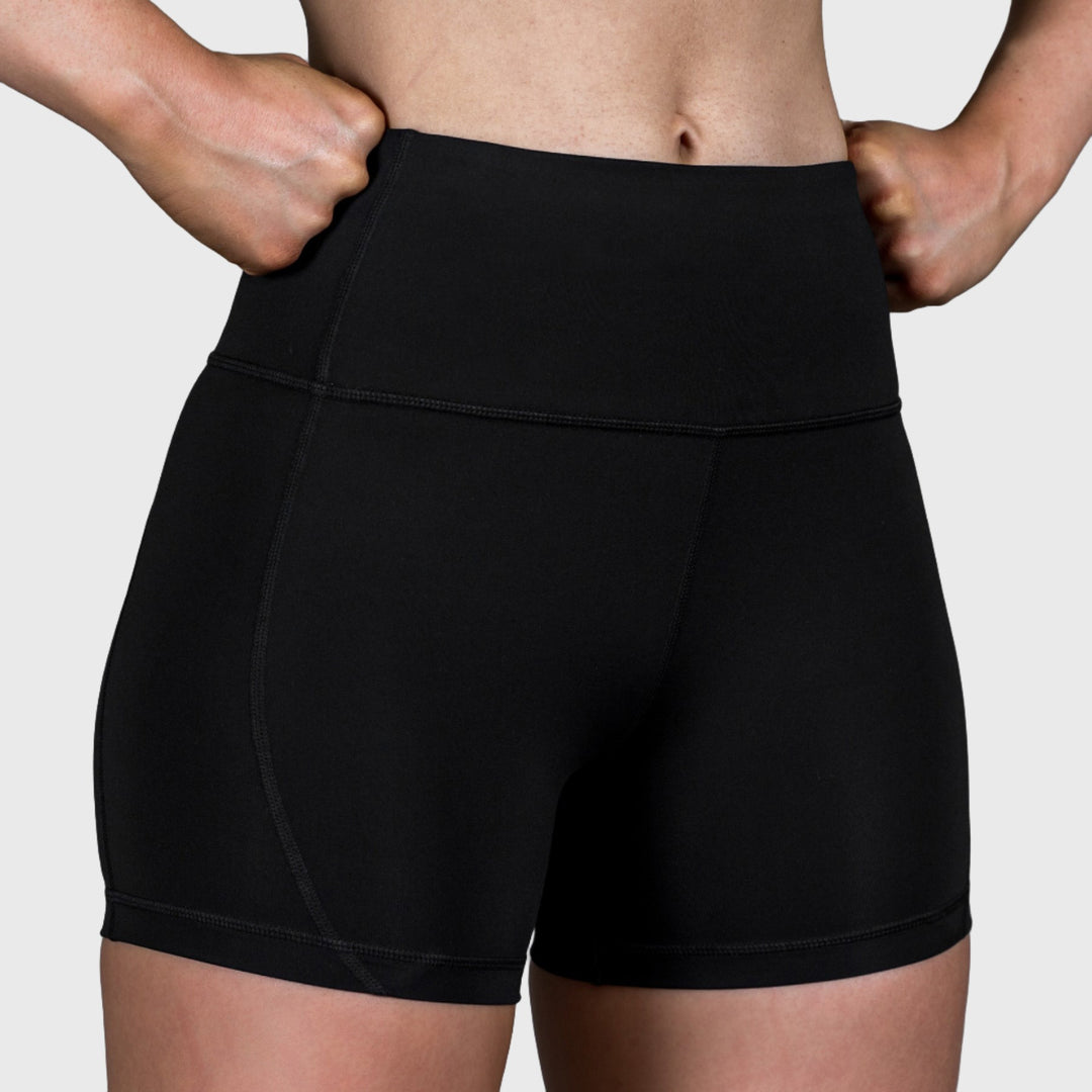 THE BRAVE - WOMEN'S SCULPT HIGH WAISTED BOOTY SHORTS - BLACK