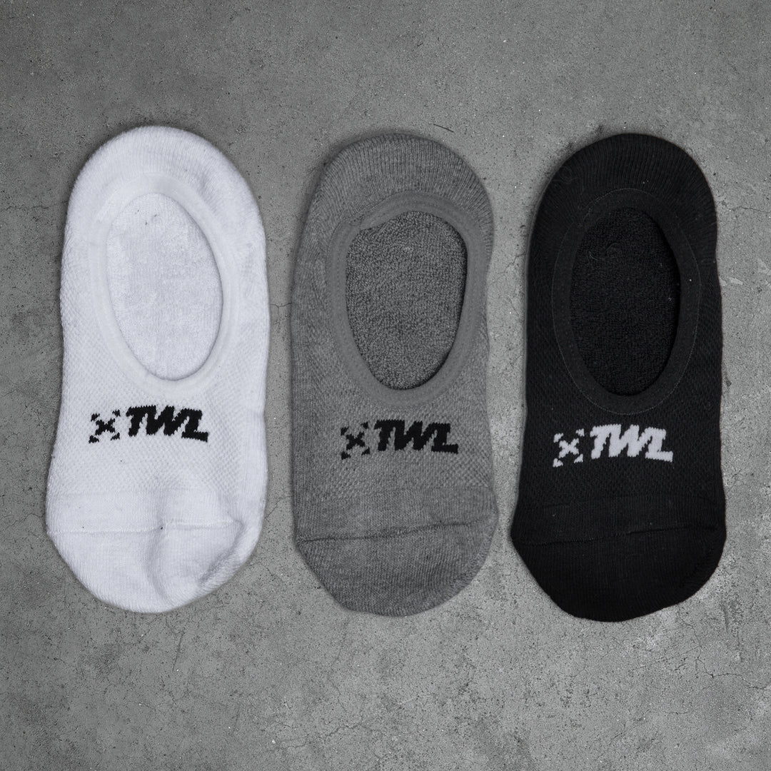 TWL - 3PK EVERYDAY INVISIBLE TRAINER LINER SOCKS - BLACK/WHITE/CHARCOAL MARL