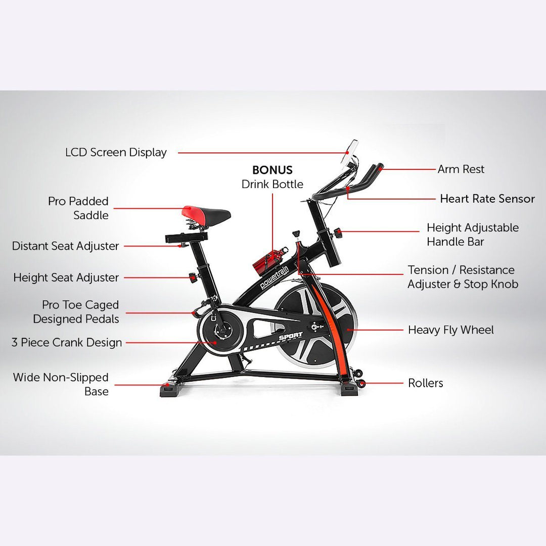 Equipment - Heavy Flywheel Exercise Spin Bike - Black